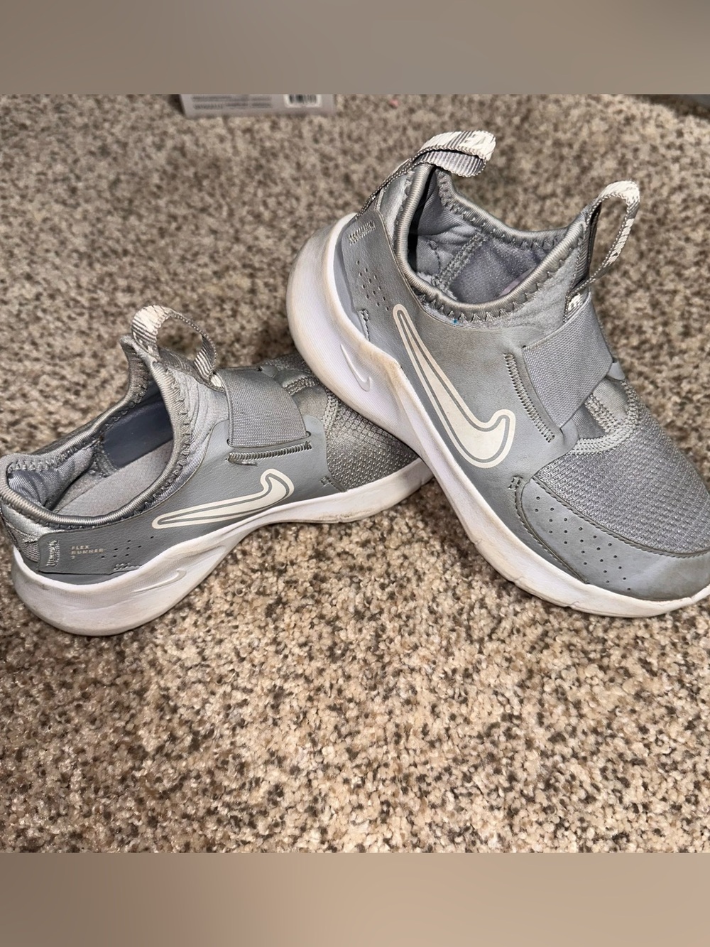 Nike Kids Gray and White Slip-On Sneakers